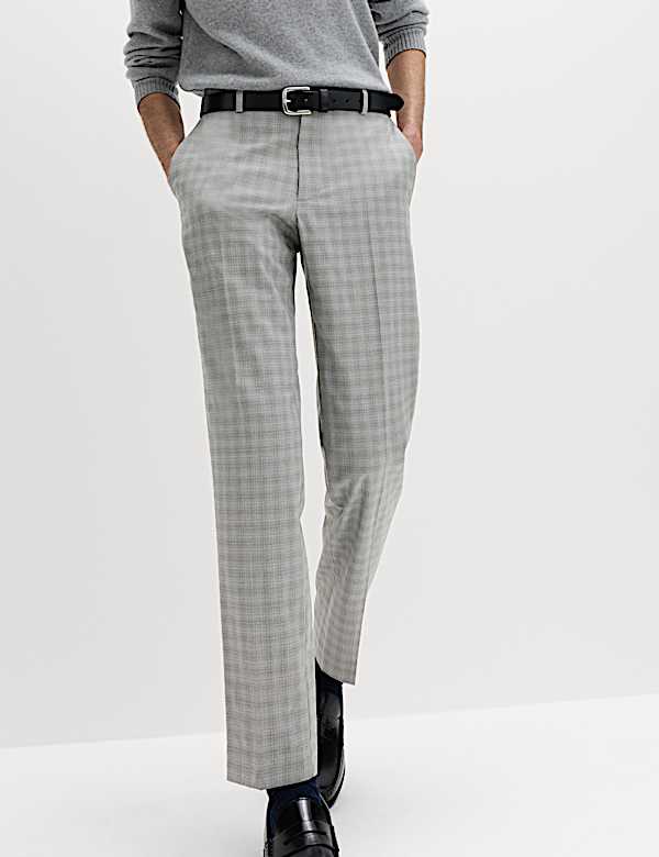 Tailored Fit Checked Trousers