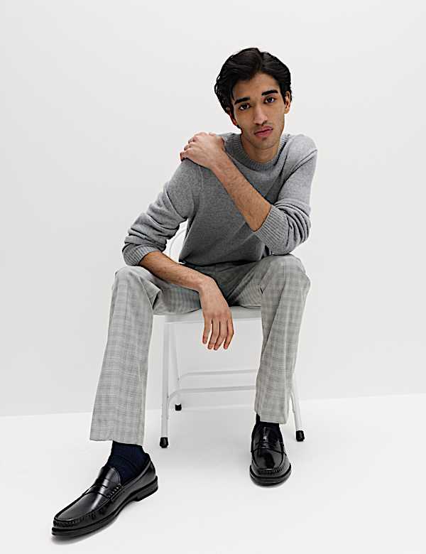 Tailored Fit Checked Trousers