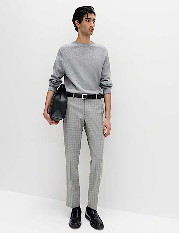 Tailored Fit Checked Trousers