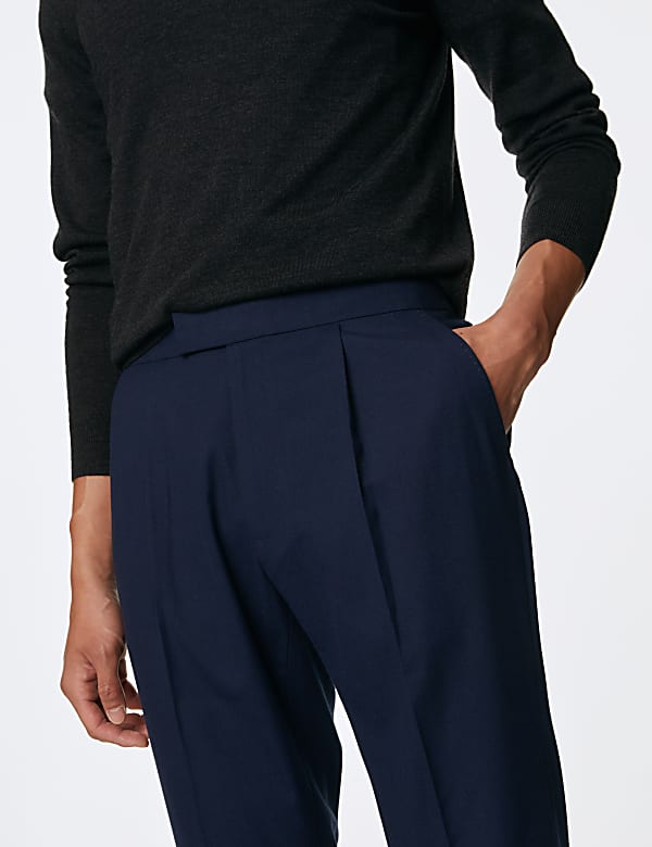 Single Pleat Brushed Stretch Trousers