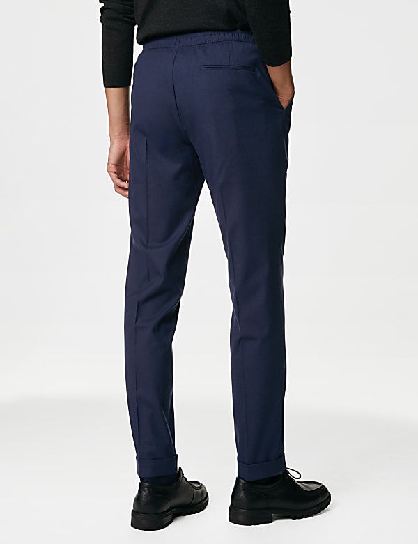 Single Pleat Brushed Stretch Trousers