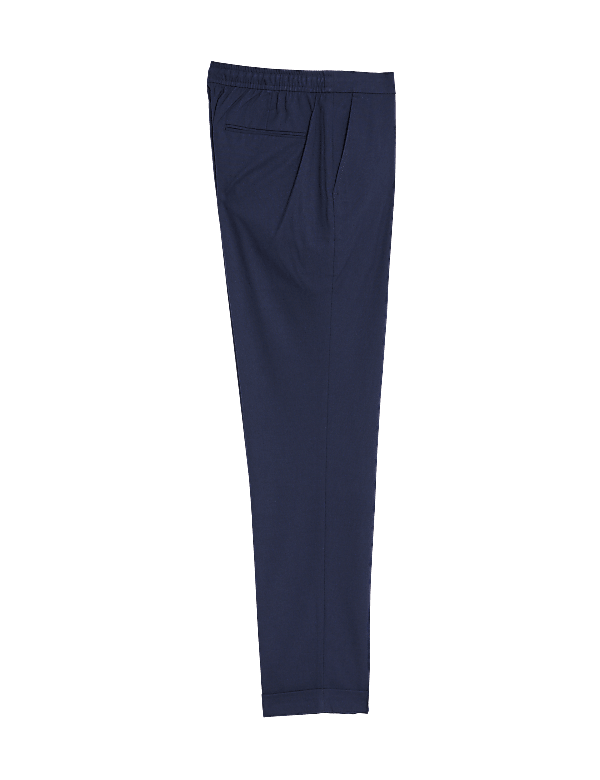 Single Pleat Brushed Stretch Trousers