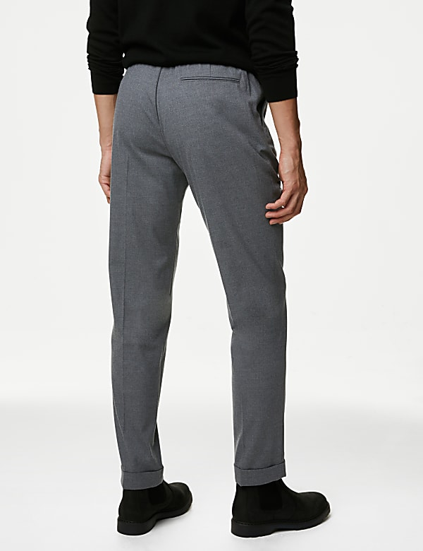 Single Pleat Brushed Stretch Trousers