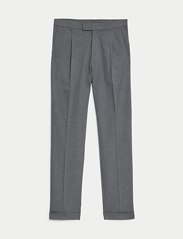 Single Pleat Brushed Stretch Trousers
