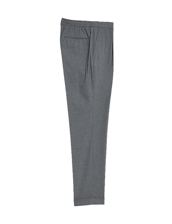 Single Pleat Brushed Stretch Trousers