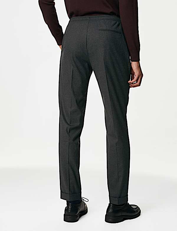 Single Pleat Brushed Stretch Trouser - ID