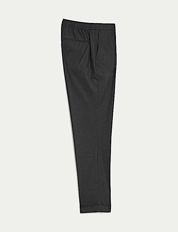 Single Pleat Brushed Stretch Trouser - ID