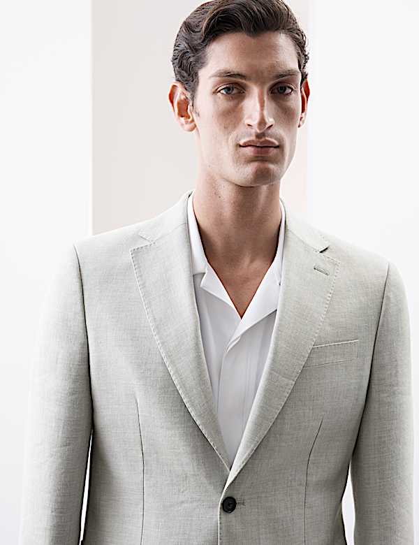 Tailored Fit Italian Linen Blend Twill Blazer - FI