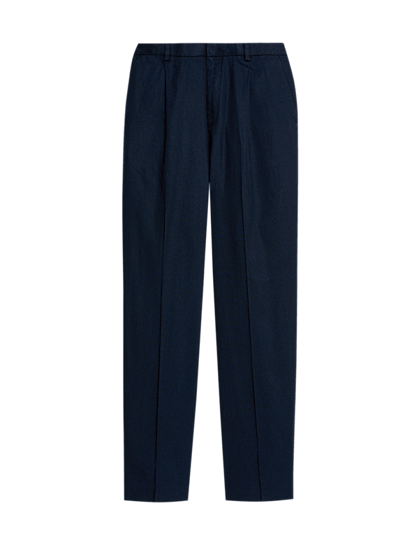 Regular Fit Lyocell Blend Single Pleat Trousers
