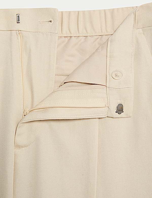 Regular Fit Lyocell Blend Single Pleat Trousers