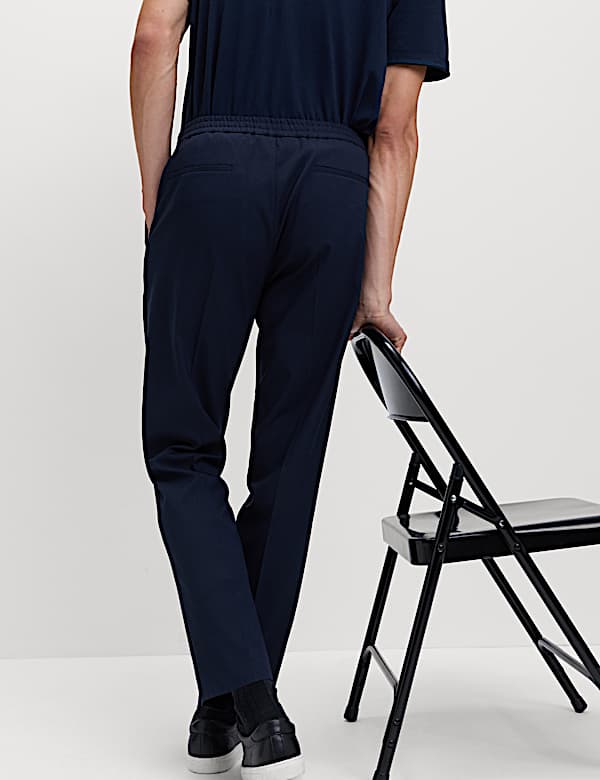 Cotton Blend Smart Elasticated Waist Trousers