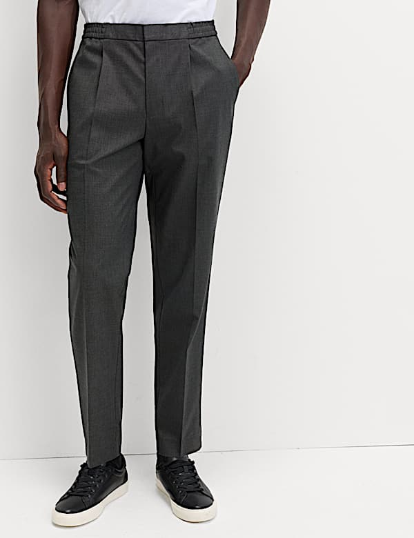 Cotton Blend Smart Elasticated Waist Trousers - IS