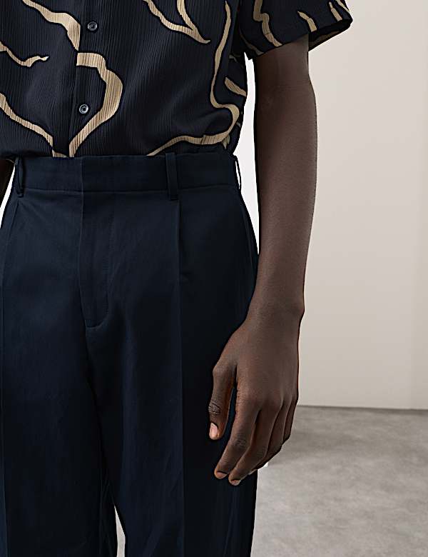 Relaxed Fit Lyocell Rich Pleat Front Trousers - JP