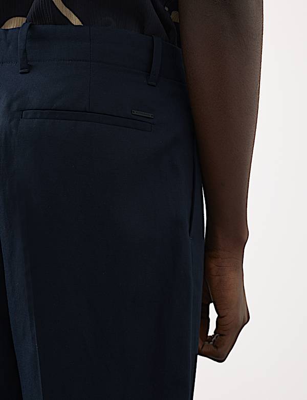 Relaxed Fit Lyocell Rich Pleat Front Trousers - JP