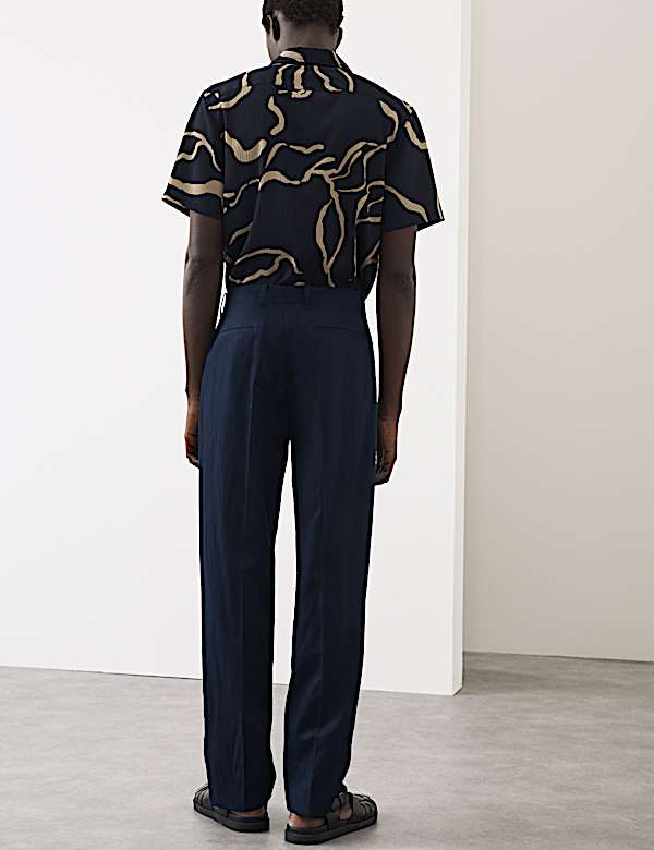 Relaxed Fit Lyocell Rich Pleat Front Trousers - JP
