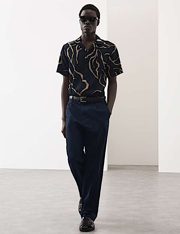 Relaxed Fit Lyocell Rich Pleat Front Trousers - JP