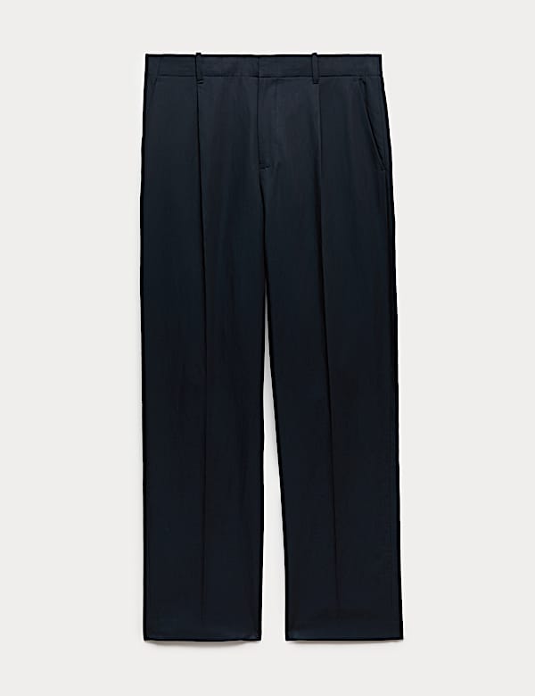 Relaxed Fit Lyocell Rich Pleat Front Trousers - JP