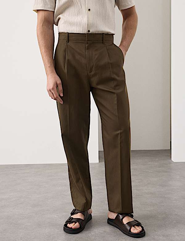 Relaxed Fit Lyocell Rich Pleat Front Trousers - PL