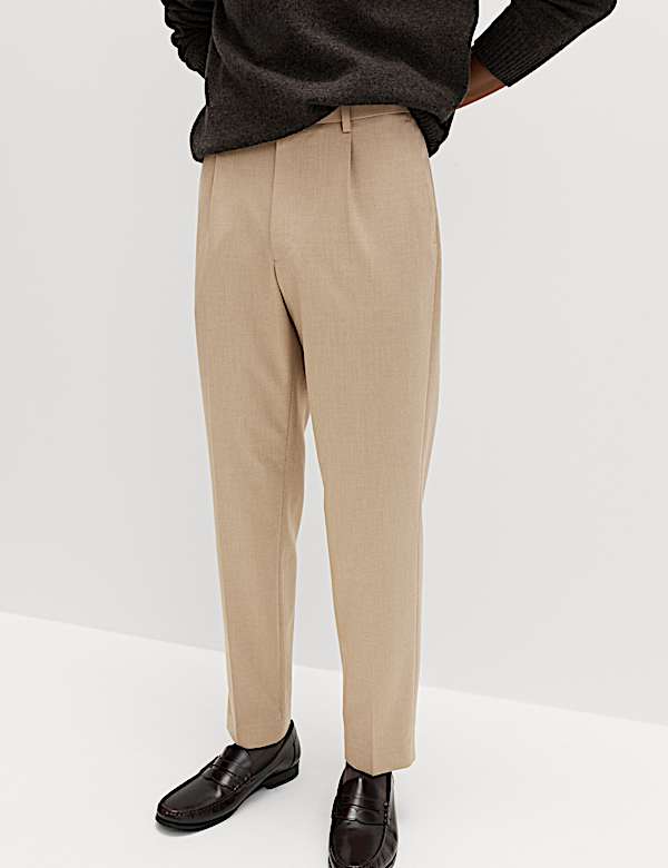 Tailored Fit Flat Front Puppytooth Trousers