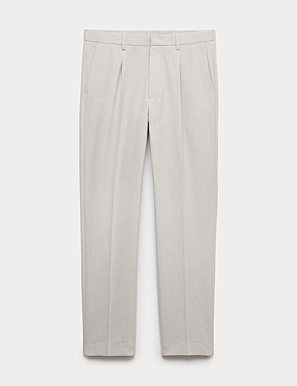 Tailored Fit Flat Front Puppytooth Trousers - ID