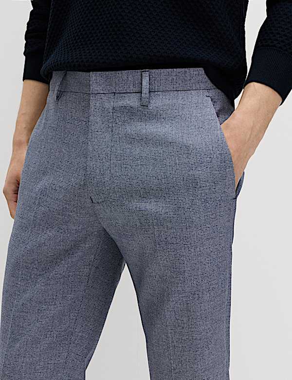 Tailored Fit Micro Grid Trousers - BE