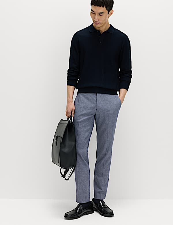 Tailored Fit Micro Grid Trousers - BE