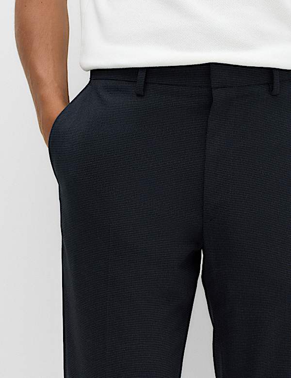 Tailored Fit Pindot Stretch Trousers - NZ