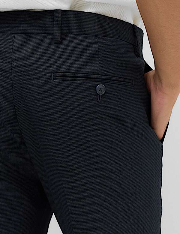 Tailored Fit Pindot Stretch Trousers - NZ