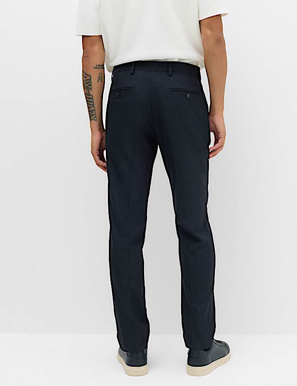Tailored Fit Pindot Stretch Trousers - NZ