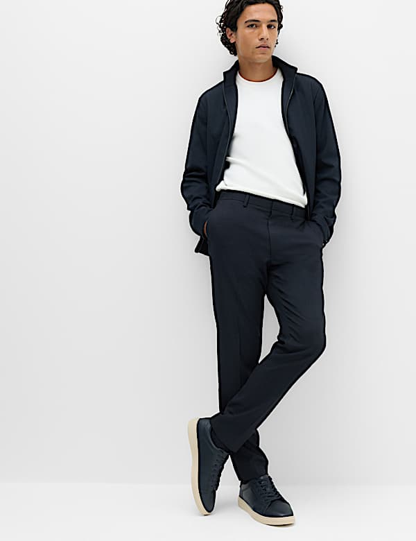 Tailored Fit Pindot Stretch Trousers - NZ