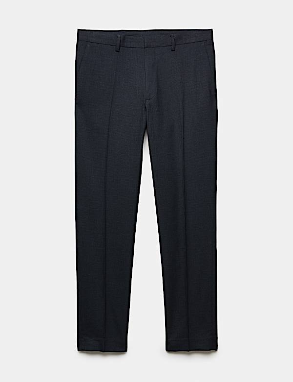 Tailored Fit Pindot Stretch Trousers - NZ