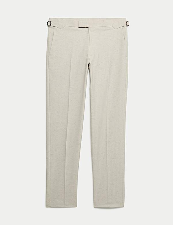 Tailored Fit Herringbone Trousers - JE