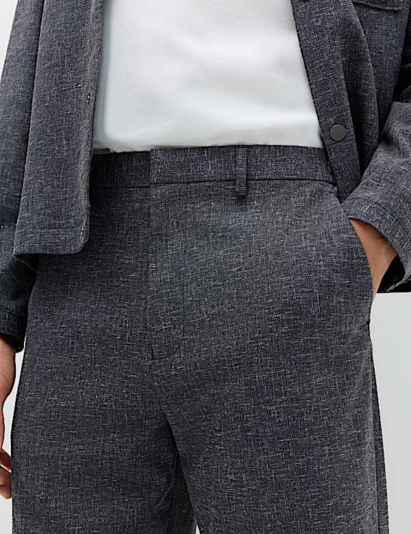 Relaxed Fit Textured Stretch Trousers - NZ