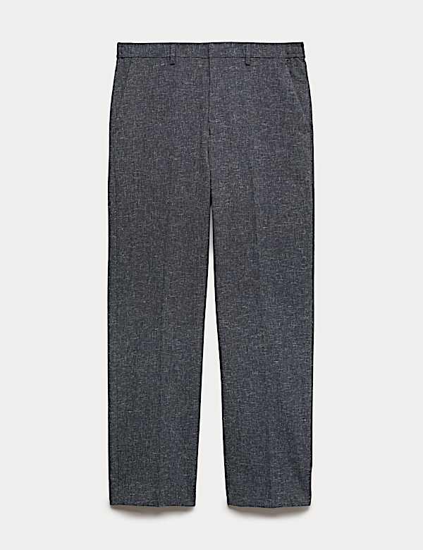 Relaxed Fit Textured Stretch Trousers - NZ