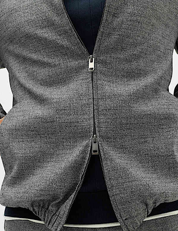 Regular Fit Textured Funnel Neck Suit Jacket - CA
