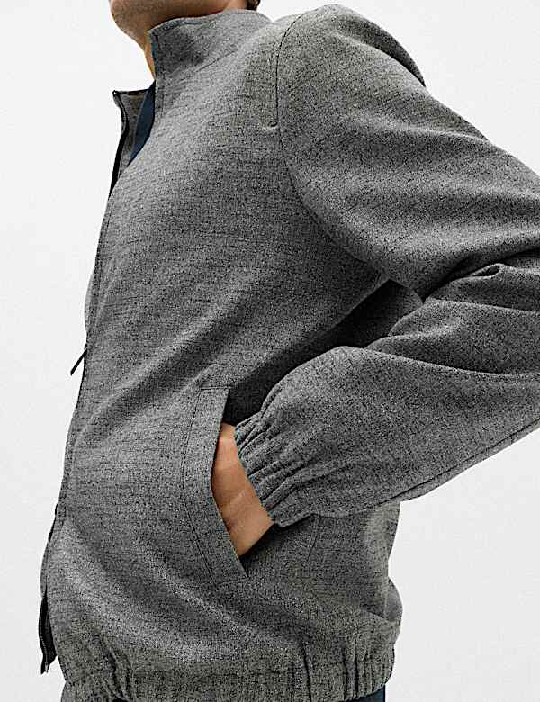 Regular Fit Textured Funnel Neck Suit Jacket - CA