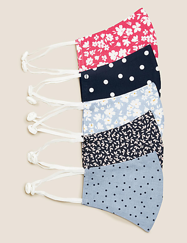 5 Pack Reusable & Adjustable Adult Face Coverings  - CY
