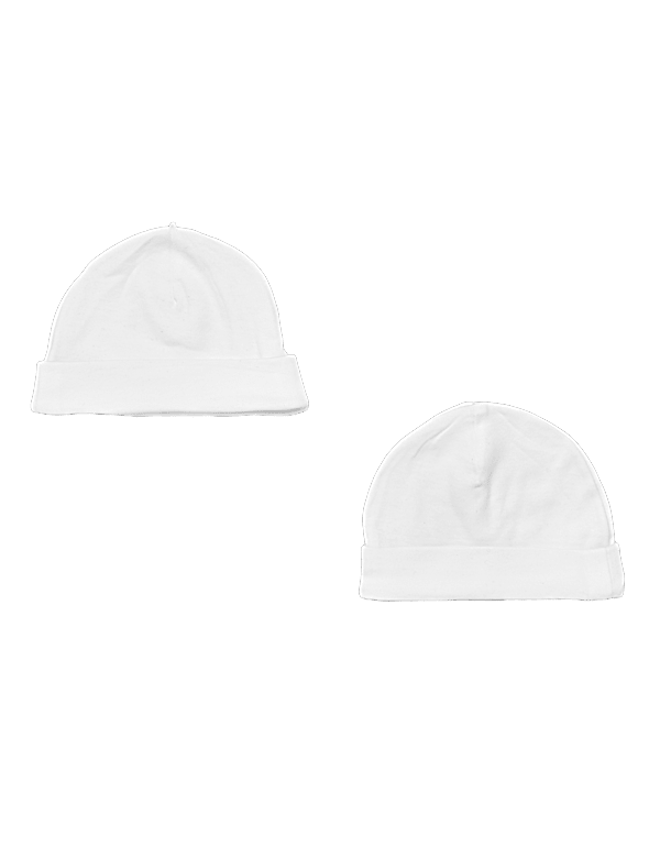 2pk Pure Cotton Hats (0-12 Mths)