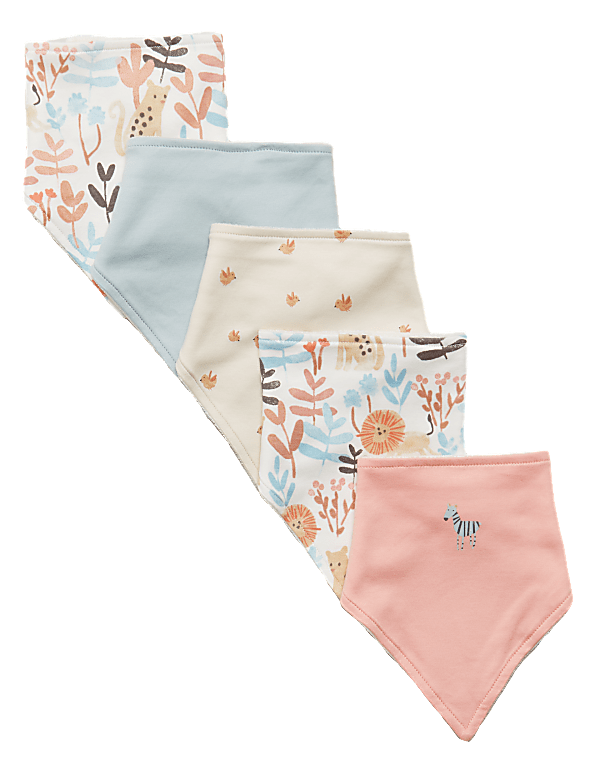 5pk Organic Cotton Printed Dribble Bibs