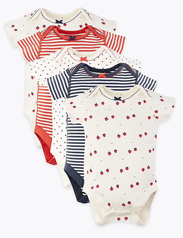 5 Pack Organic Cotton Bodysuits (6½lbs-3 Yrs)