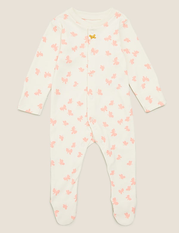 3pk Organic Cotton Print Sleepsuits