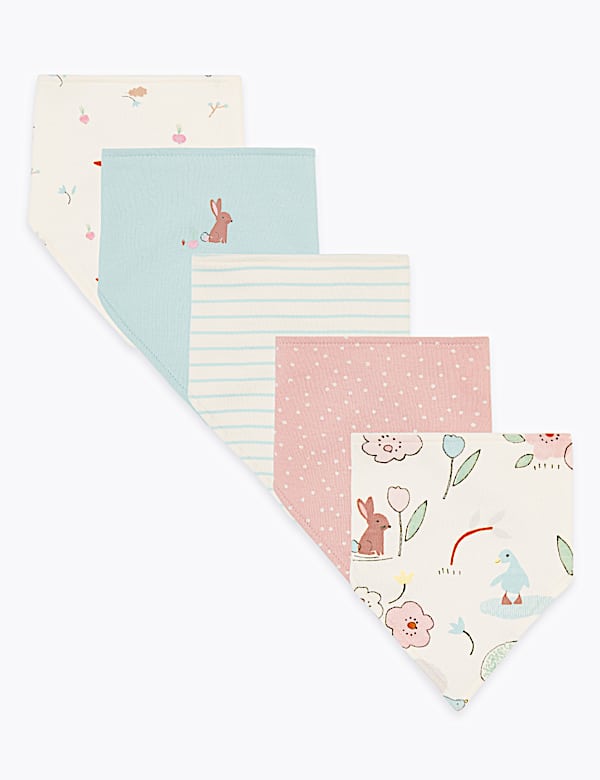 5 Pack Organic Cotton Printed Dribble Bibs