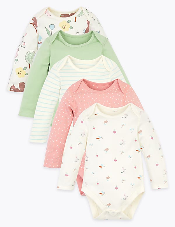 5 Pack Organic Cotton Nature Bodysuits (6&frac12;lbs-3 Yrs)