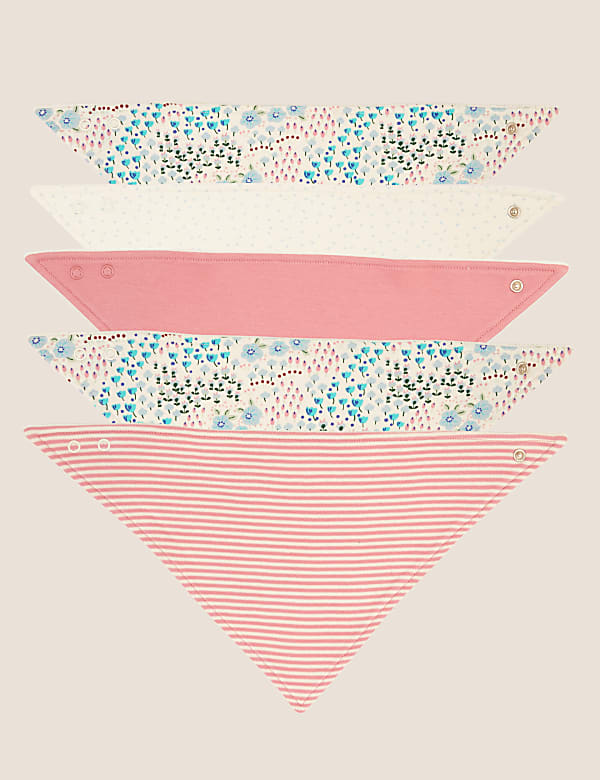 5pk Organic Cotton Floral Dribble Bibs