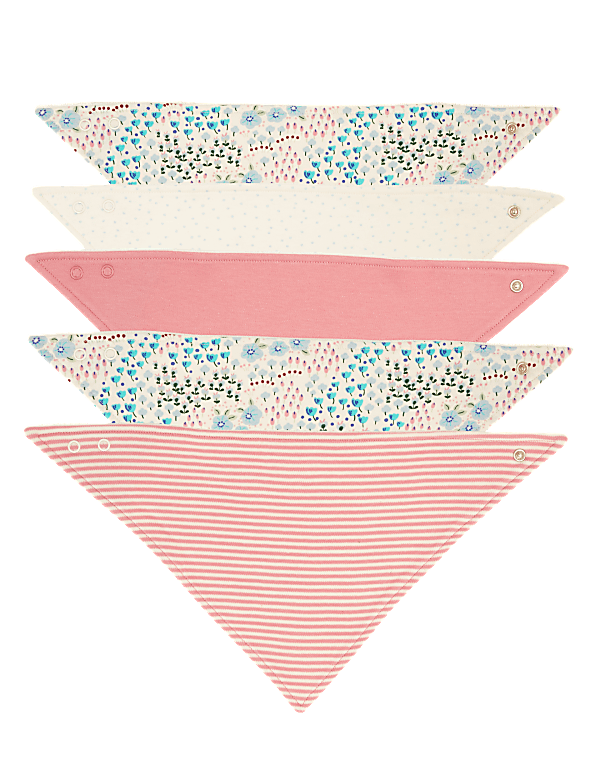 5pk Organic Cotton Floral Dribble Bibs