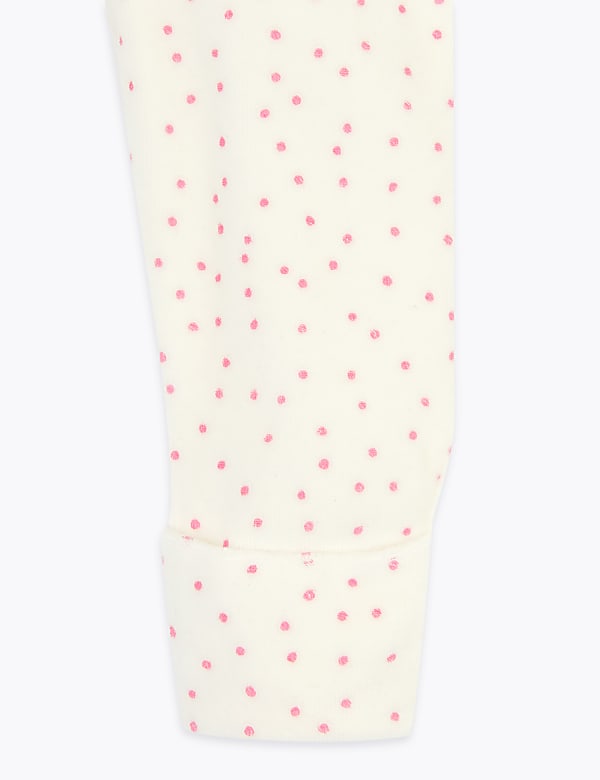 Cotton Rich Velour Spotted Sleepsuit (7lbs-12 Mths)