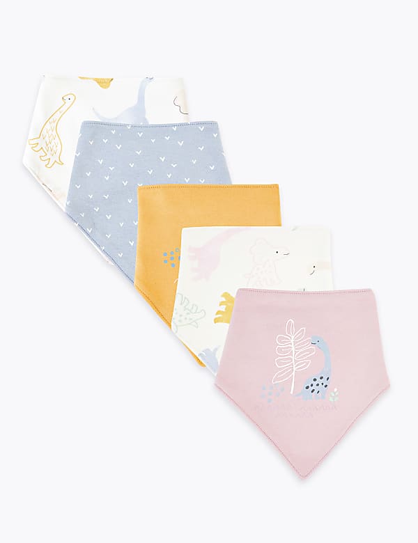 5 Pack Organic Cotton Dinosaur Dribble Bibs