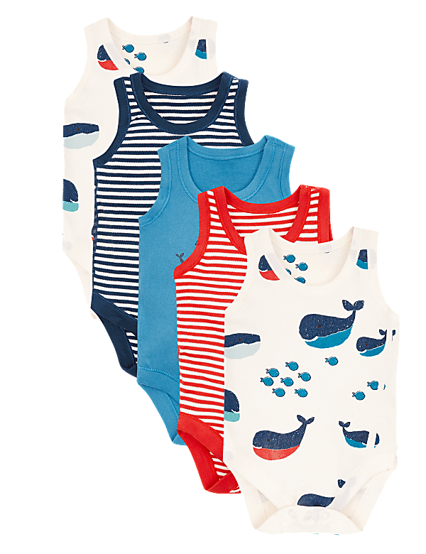 5 Pack Organic Cotton Nautical Bodysuits