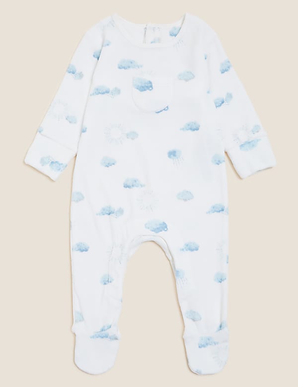 Cotton Rich Velour Cloud Sleepsuit (7lbs - 12 Mths)