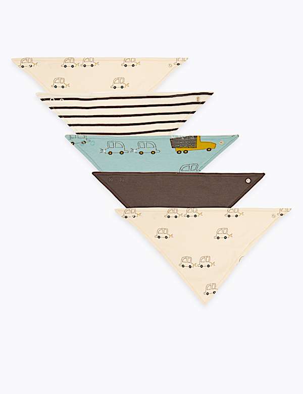 5pk Organic Cotton Transport Dribble Bibs